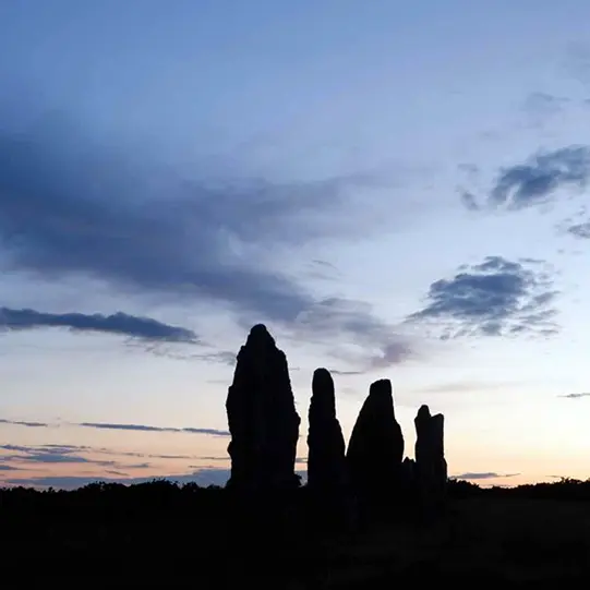 Image de quatre menhirs debouts à Saint-Just, près de Redon